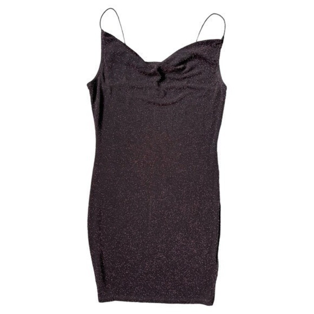 H&M Divided Sparkly Bodycon Mini Dress Cowl Tank Glitter Dress Stretchy M L Pink